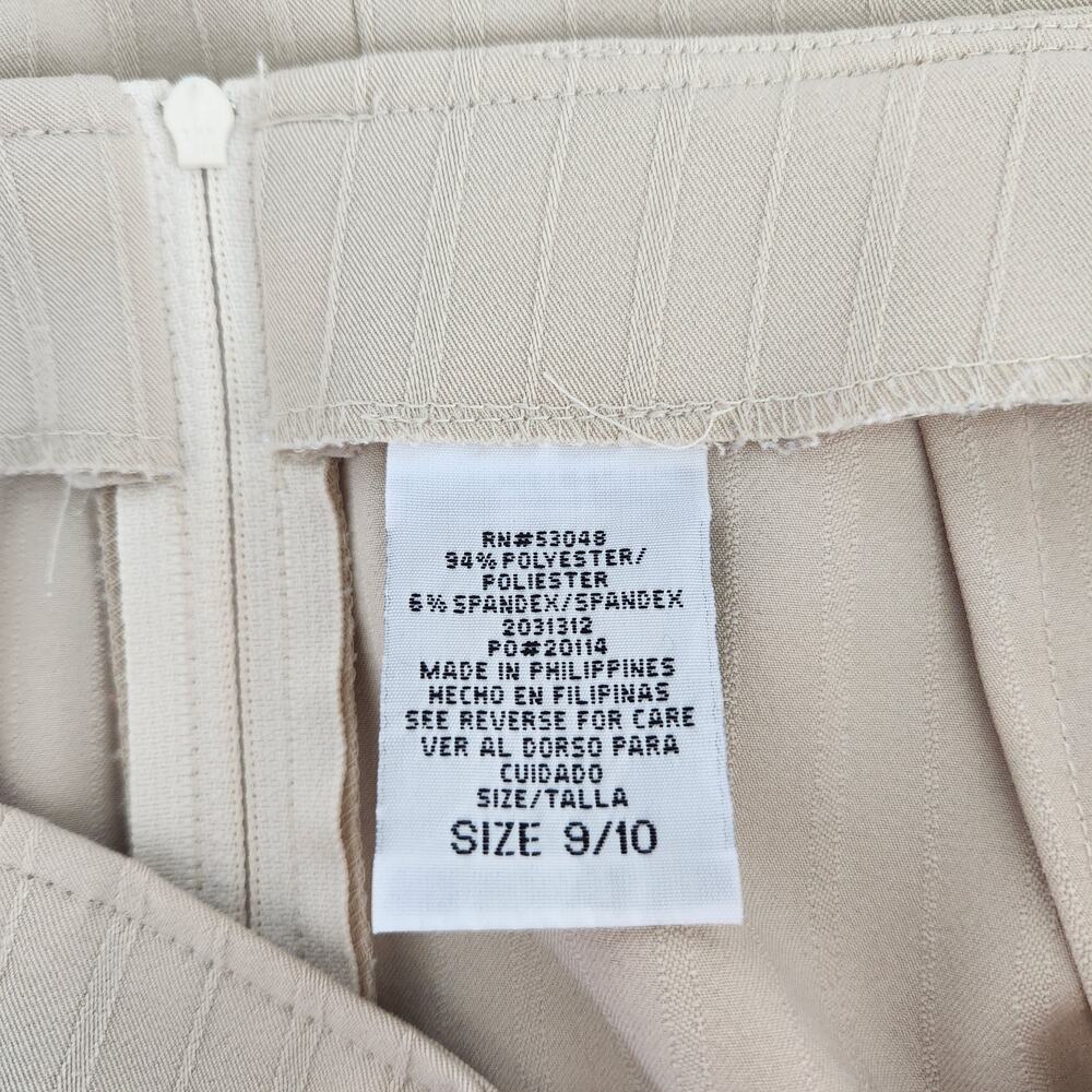 Vintage Y2K Cream Tan Pinstripe High Waisted Mini Pencil Skirt Back Zip 10 - Picture 7 of 8
